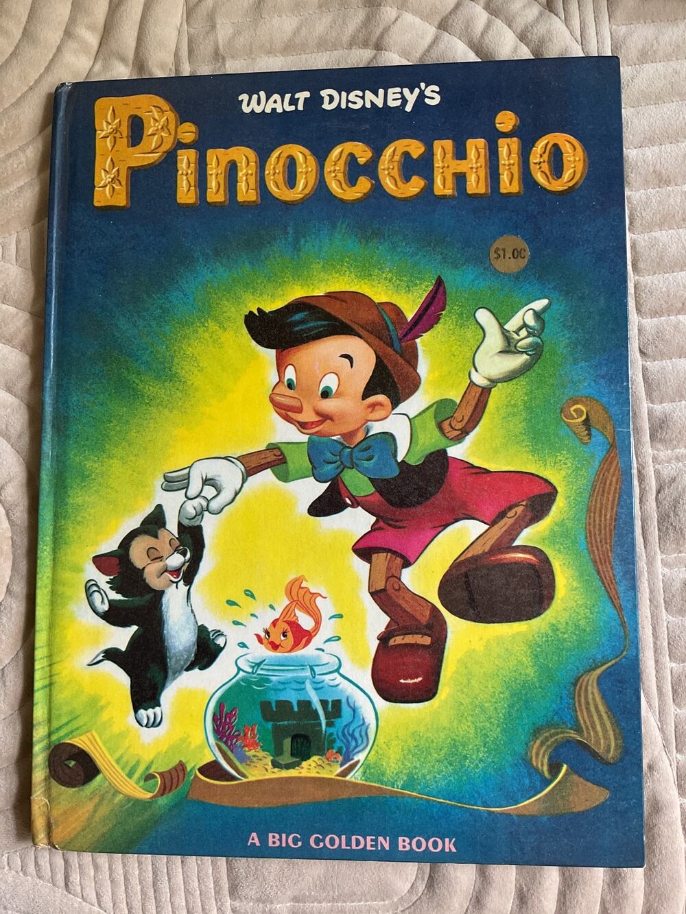 1965 Hardback Book “Pinocchio” Walt Disney Big Golden Book